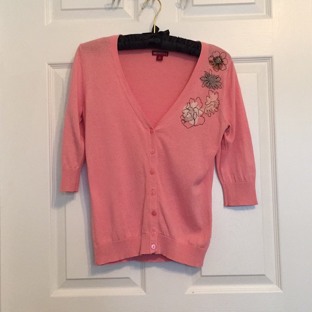 3/4 Sleeve Pink Cardigan
